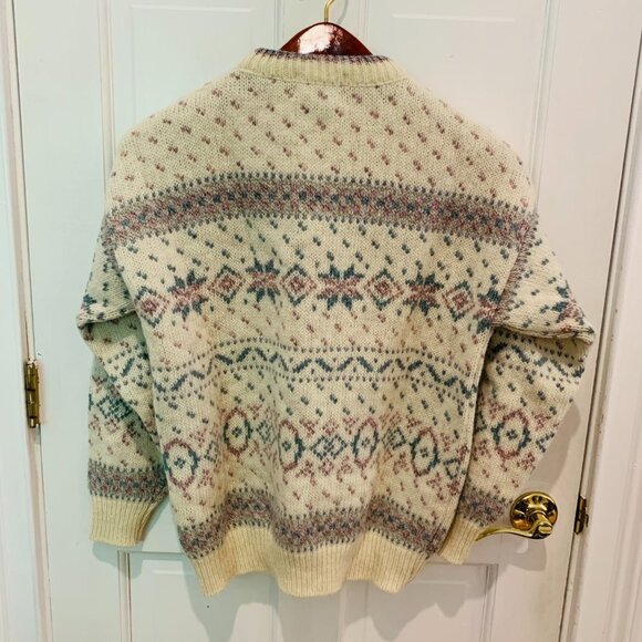 Vintage Eddie Bauer Sweater Women Medium Geometric Crewneck Wool - Picture 2 of 6